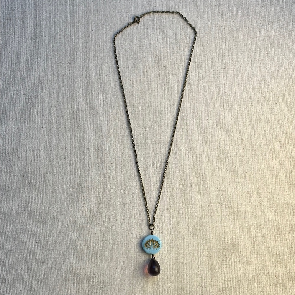 Blue and Gold Necklace with Elegant Pendant
